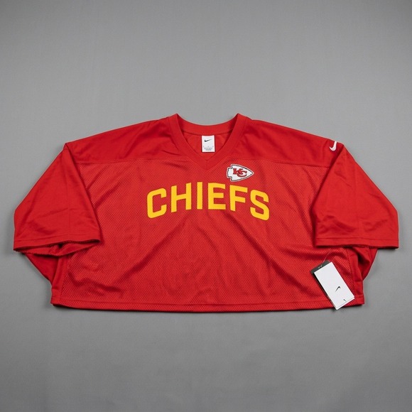 Nike Tops - Nike Kansas City Chiefs Cropped Mesh Football Jersey Red Women's L Oversized